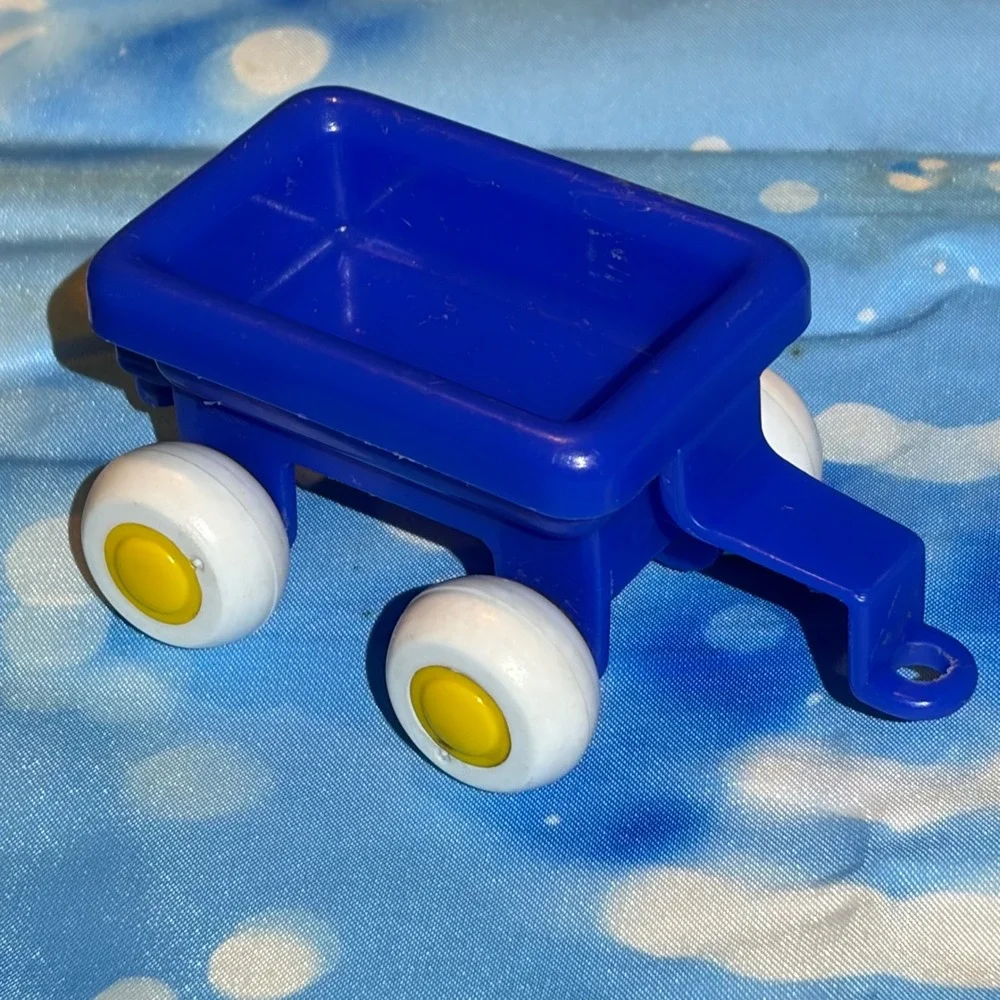 Viking Toys Roadster Jeep Trailer Lot Primary Blue Yellow Plastic 7pc DIRTY